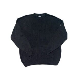 Vantage Sweater XL Black Heavyweight 100% Cotton USA Made Crewneck Knit Vintage